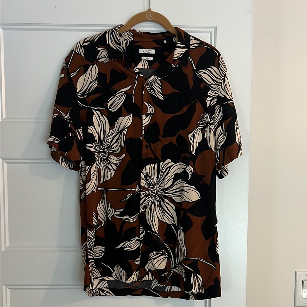 IKKS MEN Black and Brown Floral Shirt